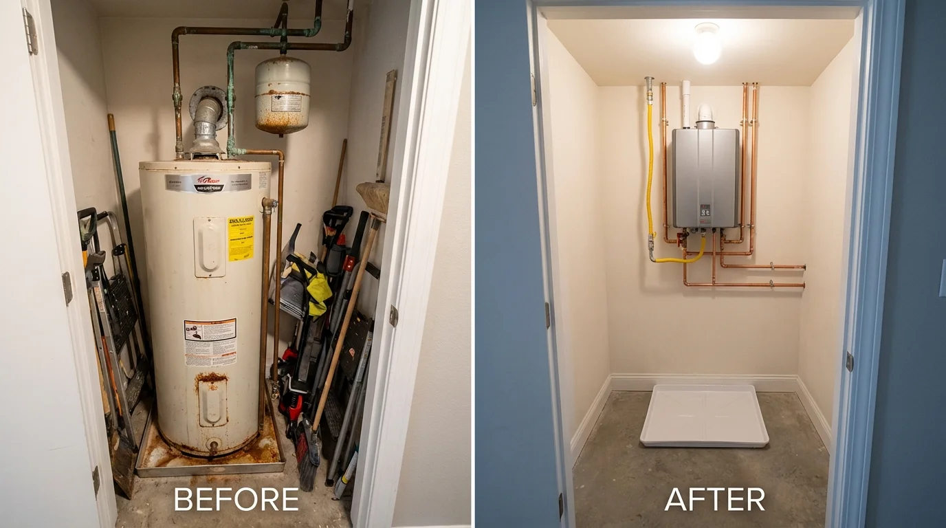 Tank water heater versus wall-mounted tankless unit comparison for Butler, MO homeowners